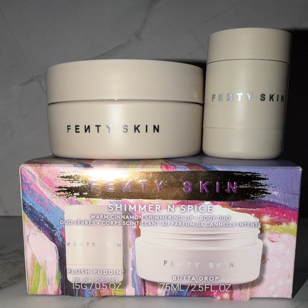 Fenty Skin Shimmer N' Spice Set Shimmering Lip (F/S)+Body (Mini) Duo NIB!